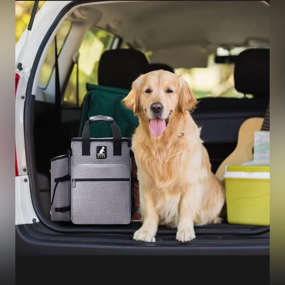 Gray Ruff Dog Gray Travel Bag - W/ Dog Travel Accessories & Water Resistant, NEW